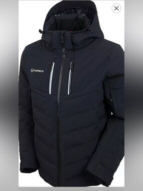 Sunice Cypress Men's Black Quilted Hooded Winter Ski Jacket, XXL